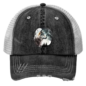 Discover Wolf Moonlight Forest Wild Werewolf Watercolor 1 Trucker Hats