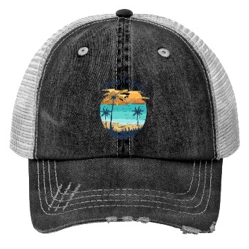 Discover Feelin Fantastic Beach Palm Trees Summer Vacation Trucker Hats