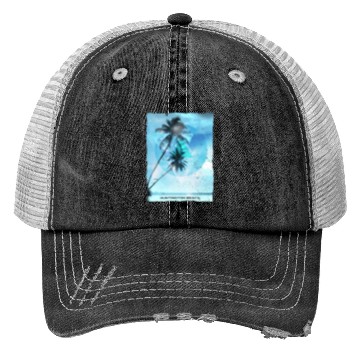 Discover Artistic Huntington Beach California Palm Tree Trucker Hats