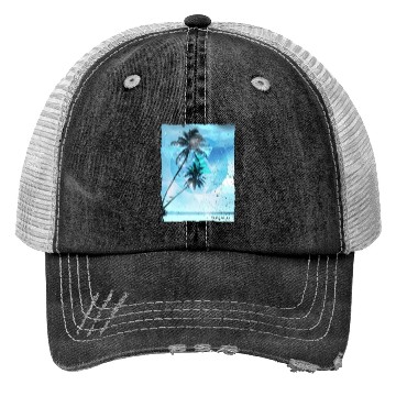 Discover Artistic Tuvalu Palm Tree Vacation Trucker Hats