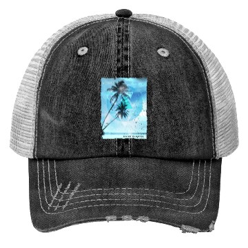 Discover Artistic Saint Martin Palm Tree Vacation Trucker Hats