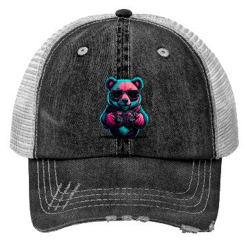 Discover Cute Bear Panda gamer Trucker Hats