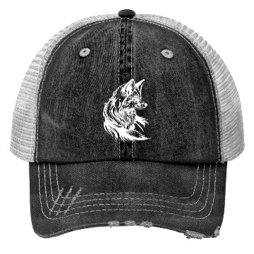 Discover Little Cute Fox Portrait Tattoo Ink Trucker Hats