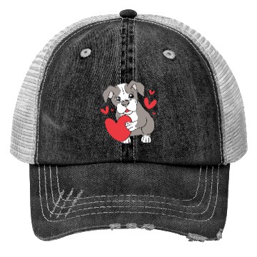 Discover Cute Heart Puppy Boston Terrier Dog Trucker Hats