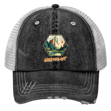 Discover Wanderlust mountaineer hiking mountain love Trucker Hats