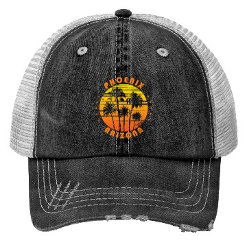 Discover Retro Phoenix Arizonna Souvenir Vintage Palm Tree Trucker Hats