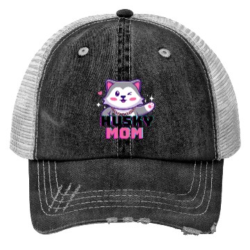 Discover Husky Dog Mom, husky lover Trucker Hats