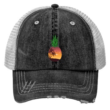 Discover Pineapple Beach Sunset - Tropical Summer Trucker Hats