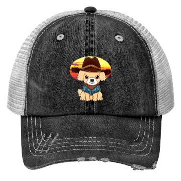 Discover Cowboy dog at sunset Trucker Hats