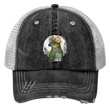 Discover Cute Conure Parrot Bird Flower Crown Pet Birds Trucker Hats