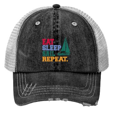 Discover Eat Sleep Sail Repeat Sailor Trucker Hats