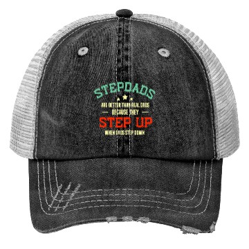 Discover Fathers Day Step Dad idea Stepped Up Funny Stepfat Trucker Hats