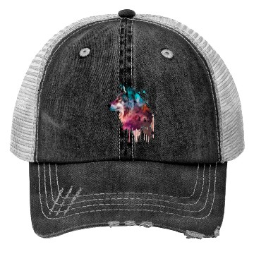 Discover Wolf Multicolor Watercolor Portrait Trucker Hats