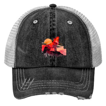 Discover Red Wolf Watercolor Portrait Trucker Hats