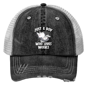 Discover Just A Boy Who Loves Wolves Werewolf Wolf Lover Trucker Hats