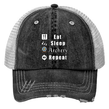 Discover Eat Sleep Archery Repeat red Trucker Hats