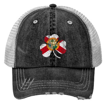 Discover Florida Flag shamrock Irish st Patrick s Day Trucker Hats