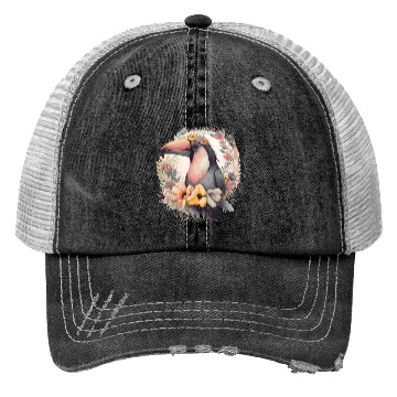 Discover Artistic Toucan Tropical Bird Flower Crown Pet Bir Trucker Hats