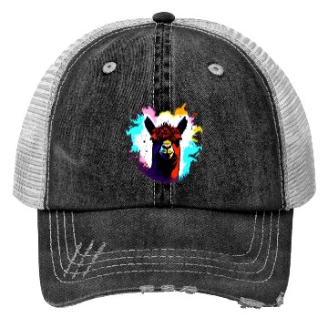 Discover Cute Vintage Ink Splash Alpaca Retro Alpaca Farmer Trucker Hats