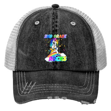 Discover 2nd Grade Rocks Unicorn Rainbow Back Trucker Hats