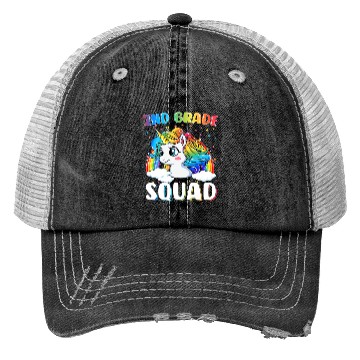 Discover 2nd Grade Squad Unicorn Rainbow Back Trucker Hats