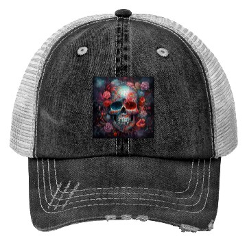 Discover Pastel Flowery Skull Trucker Hats