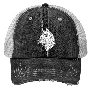 Discover Small Cat In Nature Net Lines Tattoo Style Trucker Hats