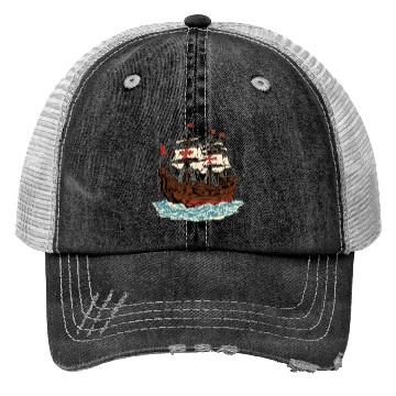 Discover Columbus Day 1492 Ship Trucker Hats