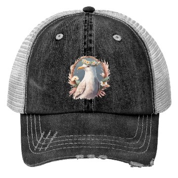 Discover Seagull Bird Flower Crown Floral Seabirds Trucker Hats