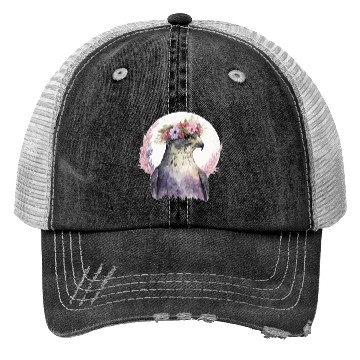 Discover Falcon Birds Of Prey Flower Crown Floral Bird Watc Trucker Hats