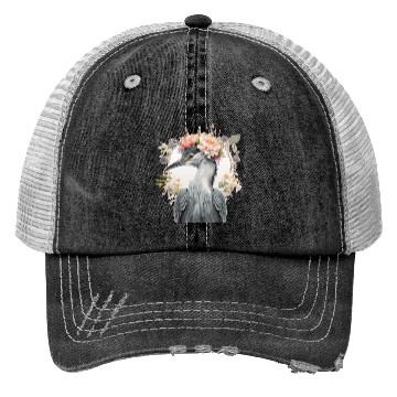 Discover Watercolor Heron Freshwater Bird Flower Crown Flor Trucker Hats