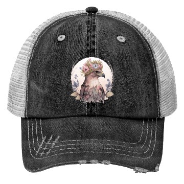 Discover Cute Hawk Bird Of Prey Flower Crown Floral Bird Wa Trucker Hats
