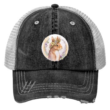 Discover Floral Squirrel Flower Crown Watercolor Animal Lov Trucker Hats