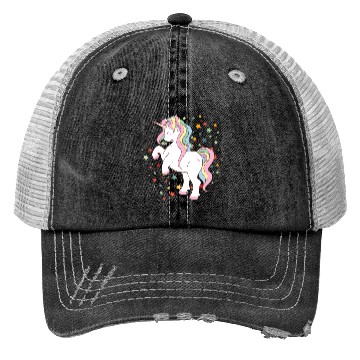 Discover Cute Rearing Rainbow Unicorn Falling Stars Trucker Hats