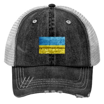Discover Brick wall with Ukraine flag Trucker Hats