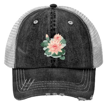 Discover Water lily flower with bud in water lily pond Trucker Hats