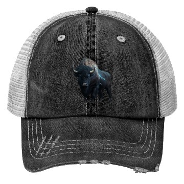 Discover Majestic bison black with lightning bolts buffalo Trucker Hats