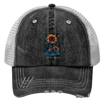 Discover Psychedelic Sunflowers Garden Nature Lover Gift Trucker Hats