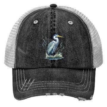 Discover Watercolor Heron in Nature Trucker Hats