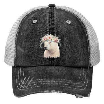 Discover Watercolor Polar Bear Flower Crown Boho Aesthetic Trucker Hats