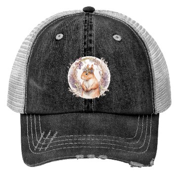 Discover Cute Squirrel Flower Crown Boho Aesthetic Animal L Trucker Hats