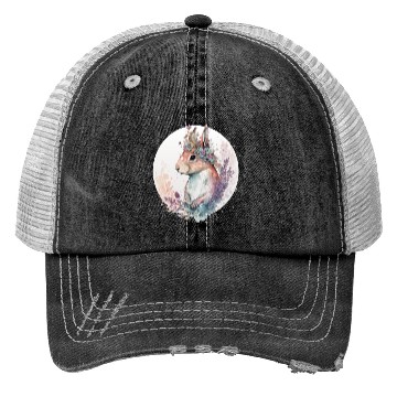 Discover Cute Watercolor Squirrel Flower Crown Animal Lover Trucker Hats