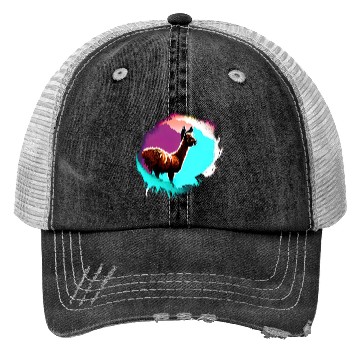 Discover Cute Vintage Ink Splash Llama Retro Llama Trucker Hats