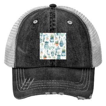 Discover Watercolor Coastal Plants Trucker Hats