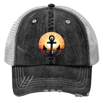 Discover Anchor in the sunset Trucker Hats