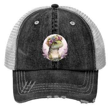 Discover Cute Lizard Flower Crown Lizard Lover Trucker Hats