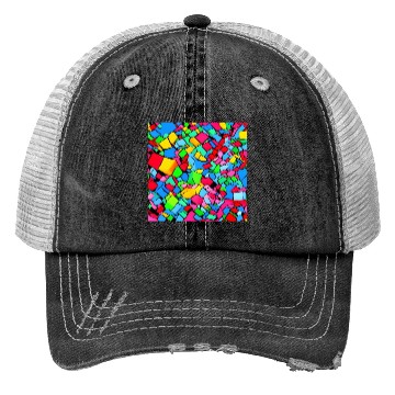 Discover ABSTRACT PAINTING COLORFULL WATERBASE CUBE BLACK Trucker Hats
