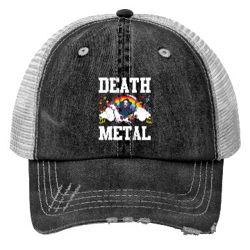 Discover Death Metal Grim Reaper Riding A Unicorn Trick Trucker Hats