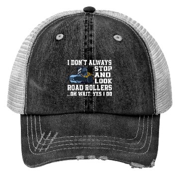 Discover Funny Road Roller Lover Outfit Construction Worker Trucker Hats