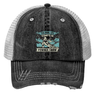 Discover Skiing The Real Life Starts Trucker Hats